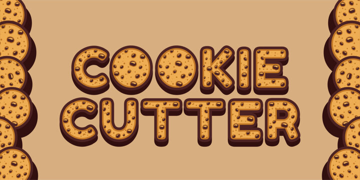 word made with delicious chip cookie illustration on delicious background, Vector illustration design