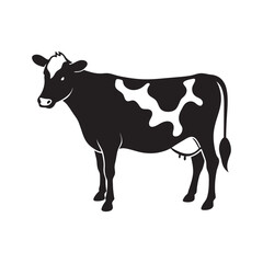 Cow silhouette design for rural logo and livestock illustration