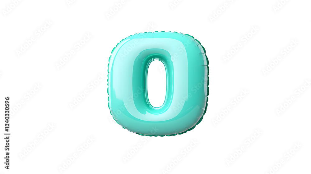 Poster A glossy metallic green foil balloon in the shape of the number 0 hovers gracefully in a minimalist transparent environment creating a captivating and modern visual display