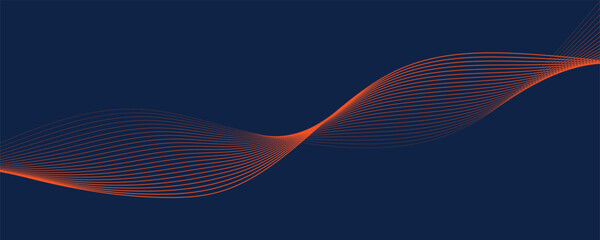 Abstract blue background with orange wavy lines