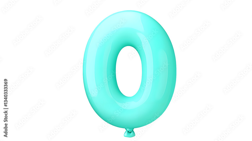 Aufkleber beautifully inflated blue foil balloon in the shape of the number 0 with helium filled curves and gl