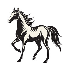 Karabakh horse silhouette vector illustration for equestrian and wildlife design