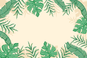 tropical leaves border illustration. best for greetings card, wedding card or invitation