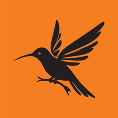 minimal vector illustration silhouette  of hummingbird