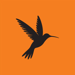 minimal vector illustration silhouette  of hummingbird