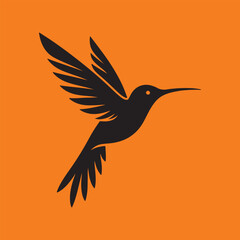Obraz premium minimal vector illustration silhouette of hummingbird