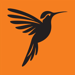 Obraz premium minimal vector illustration silhouette of hummingbird