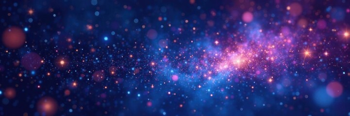 Colorful starry night sky with shimmering confetti stars falling gently,  glittery,  holiday atmosphere,  sparkly