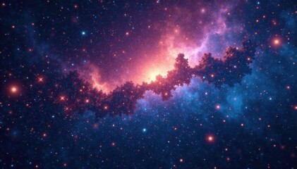 Naklejka premium Cosmic landscape of sparkling stars and galaxies, starry night, nebulae