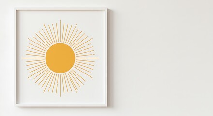 Sun Art Print in Frame on White Wall Home Decor