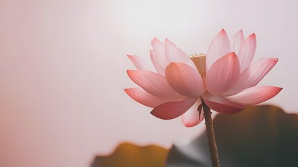 Obraz premium A vibrant pink lotus flower gracefully blooms against a soft background