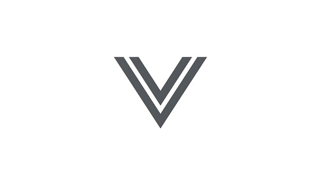 Gray Letter V Design on White Background, Modern Graphic Symbol