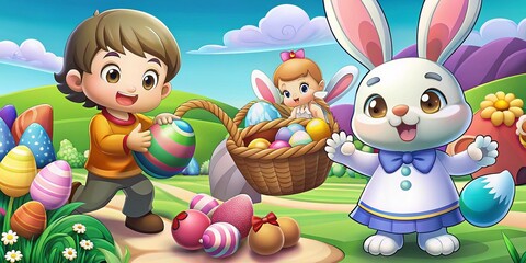 A close-up of a child's face lit up with joy as they discover a hidden Easter egg.