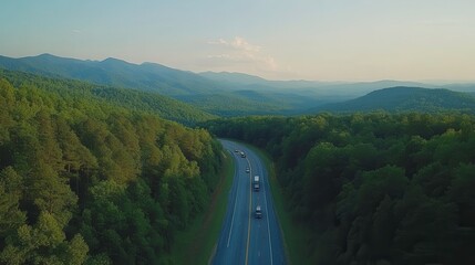 Fototapeta premium Scenic drive through majestic mountains appalachian region aerial view nature landscape photography