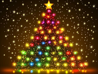 Twinkling tree lights, magical Christmas background.