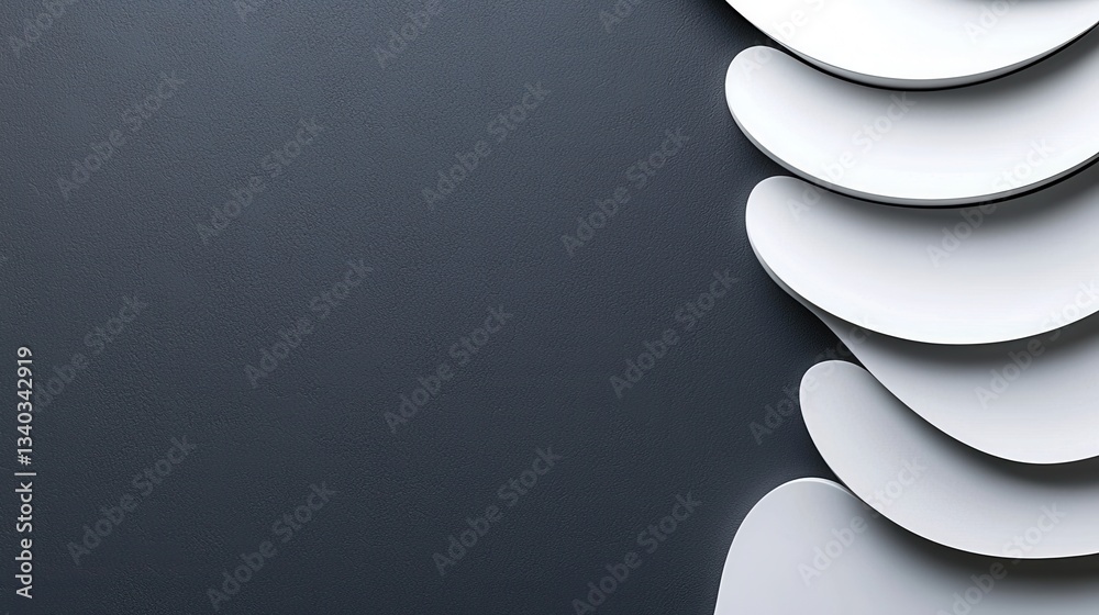 Poster a minimalist architectural composition of smooth overlapping white waves creating a dynamic three di