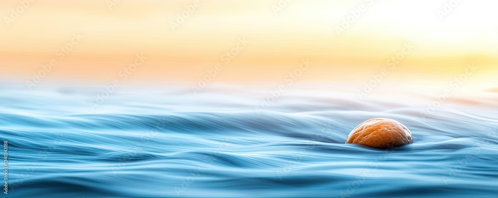 Poster river rapids landscapes harmonious concept. a serene beach scene with gentle waves and a small shell