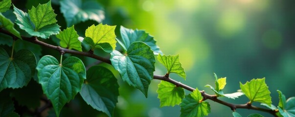 Obraz premium Delicate ivy leaves and twigs intertwined with metallic accents, branch, ornamental design