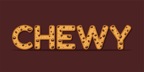 word made with delicious chip cookie illustration on delicious background, Vector illustration design