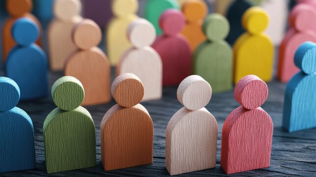 A vibrant group of colorful wooden figurines symbolizing the within a thriving