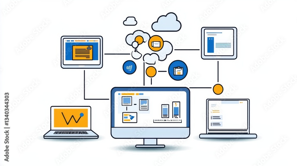 Poster of a digital workspace showcasing the of various technologies applications and devices to enable eff