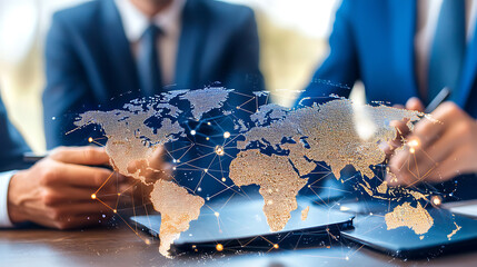 Business strategy meeting global partnerships digital content corporate environment collaborative viewpoint innovation focus