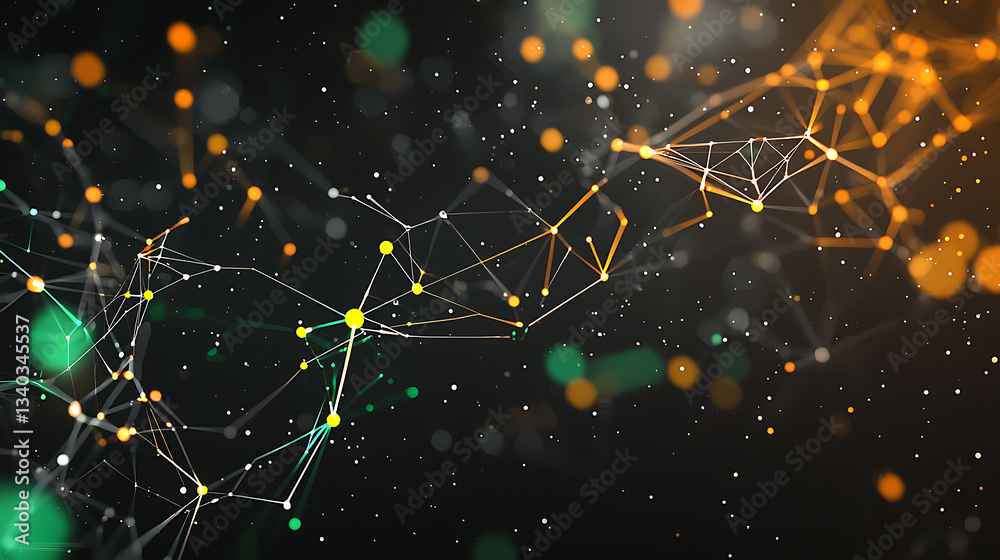 Poster dynamic data visualization of digital networks abstract environment graphic design high-tech concept