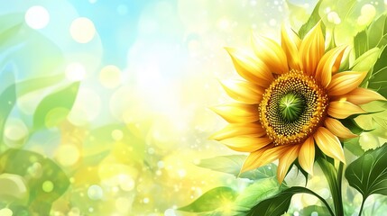 Obraz premium Blooming Sunflower in Golden Light, Symbolizing Youth and Optimism 