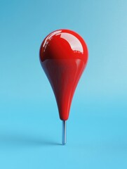 Glossy Red Map Pointer on Light Blue Background Symbolizing Navigation Location and Precise Direction