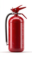 Obraz premium Red Fire Extinguisher on White Background Safety Equipment Emergency Preparedness Protection Device Industrial Tool Prevention Appliance 3D Rendered Image