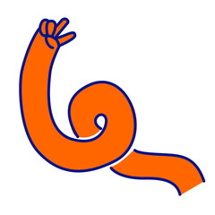 Illustration of a large arm with a hand of victory gesture