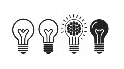 Lamp line icon set. Idea lamp icon collection. Flat style - stock vector.