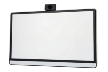 Interactive whiteboard with camera for conference isolated with transparent background