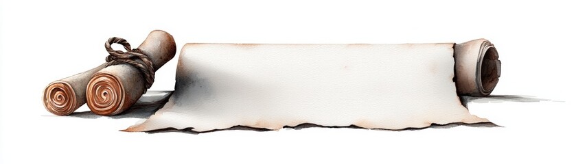 Antique scrolls with a blank parchment, perfect for historical or creative themes in design and artwork.