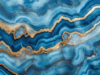 Abstract Blue Agate Texture with Golden Veins Captivating Natural Stone Pattern for Luxury Design and Decorative Art Backdrop