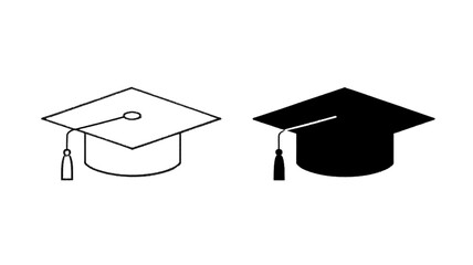 Graduation cap icon. line and glyph version, student hat outline and filled vector sign. Academic cap linear and full pictogram. Education symbol, logo illustration. Different style icons set