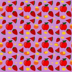 Fruit pattern, Watermelon, pineapple, cherry, background