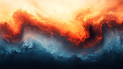 Abstract fiery and smoky cloudscape.