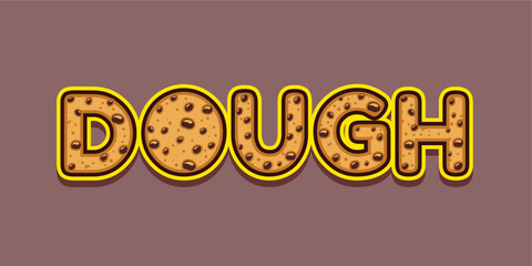 word made with delicious chip cookie illustration on delicious background, Vector illustration design