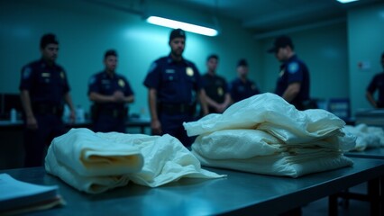 Border Patrol Agents With Confiscated Drugs