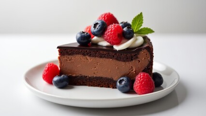 Chocolate Cake Slice With Berries