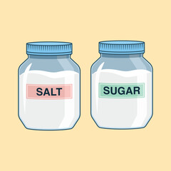 Salt and sugar in a jar vector design