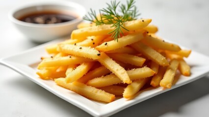 French Fries With Dill And Sauce
