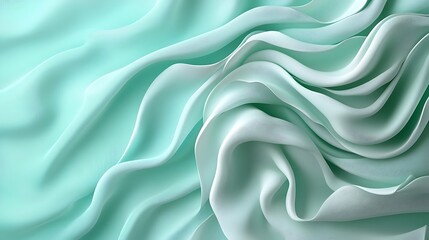 Obraz premium Abstract texture waves in soft mint green background fluid motion artistic viewpoint