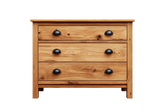 Sturdy wooden chest isolated on transparent background