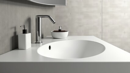 Fototapeta premium Modern Bathroom Sink With Soap Dispenser