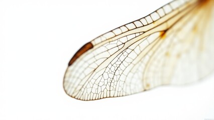 Detailed Dragonfly Wing Structure On White