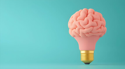 Creative Concept of Brain Light Bulb in Modern Style Design