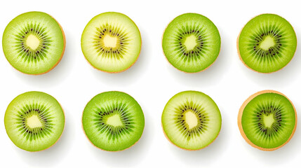 Fototapeta premium Freshly Sliced Kiwi Fruits Arranged in a Stylish Pattern