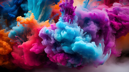Colorful cloud of smoke floating gracefully through the air creating an ethereal and dreamy atmosphere in a captivating visual experience.